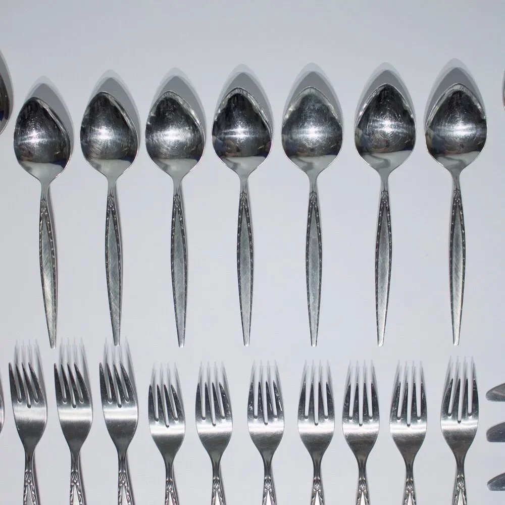 Vintage Mid Century Community Oneida Venetia Stainless Steel Flatware 46 Pieces